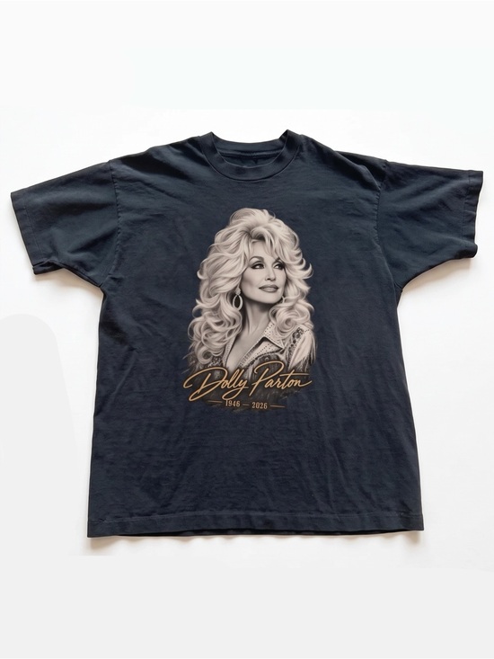 Gildan Tops - Gildan Black Short Sleeve Tee with Gold Dolly Parton Script
